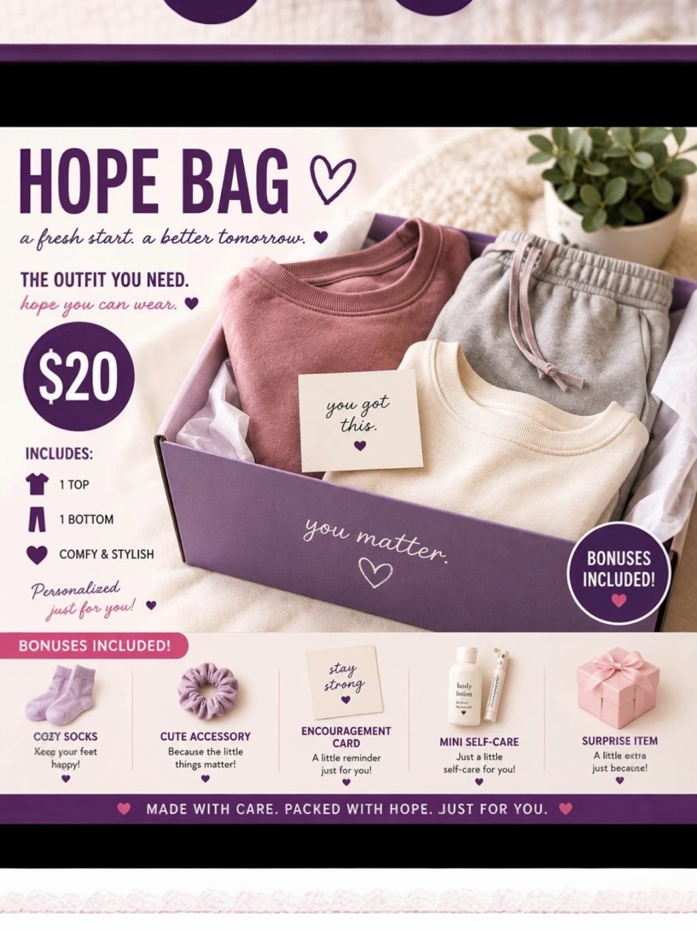 💜 HOPE BAG – A Fresh Start. A Better Tomorrow. 💜